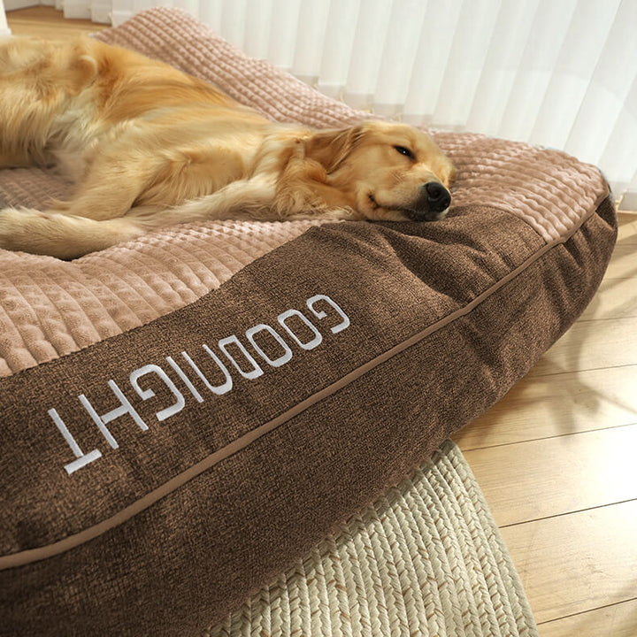 Orthopädisches Hundebett, schützt Wirbelsäule & Gelenke, dick & gemütlich für große Rassen.