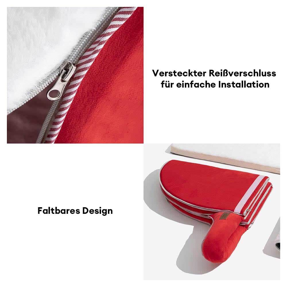 Weihnachtliches orthopädisches Hundebett in Rot, Schneehaus-Form, für festliche Gemütlichkeit und Wärme.