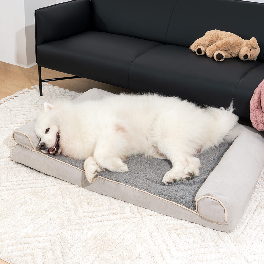 Komfortables Hundebett mit Memory-Schaum-Füllung für Gelenkentlastung und tiefen Schlaf.