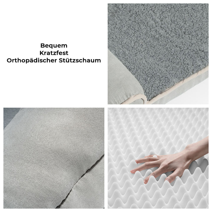 Detailansicht: Orthopädisches Hundebett mit weicher Oberfläche aus Kunstfleece für Haustiere.
