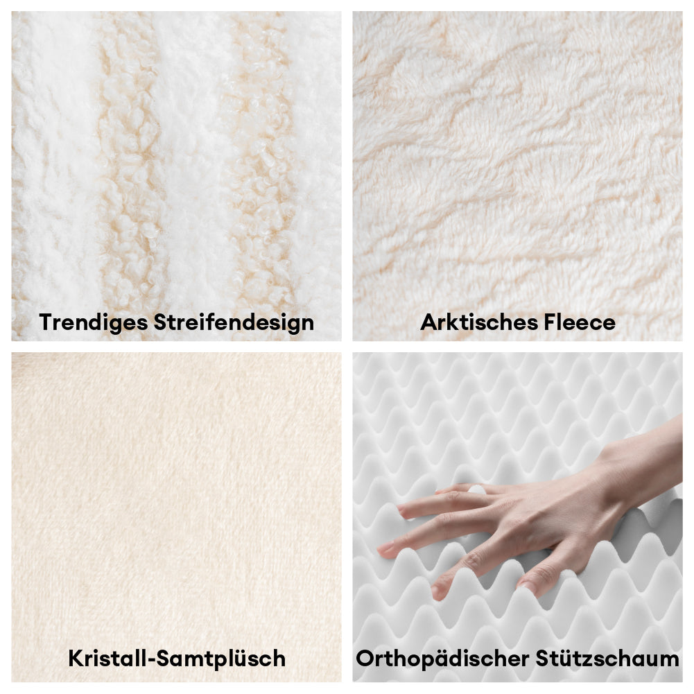Hundezubehör: Orthopädisches Hundebett in Beige mit Streifen für gesunden Schlaf.