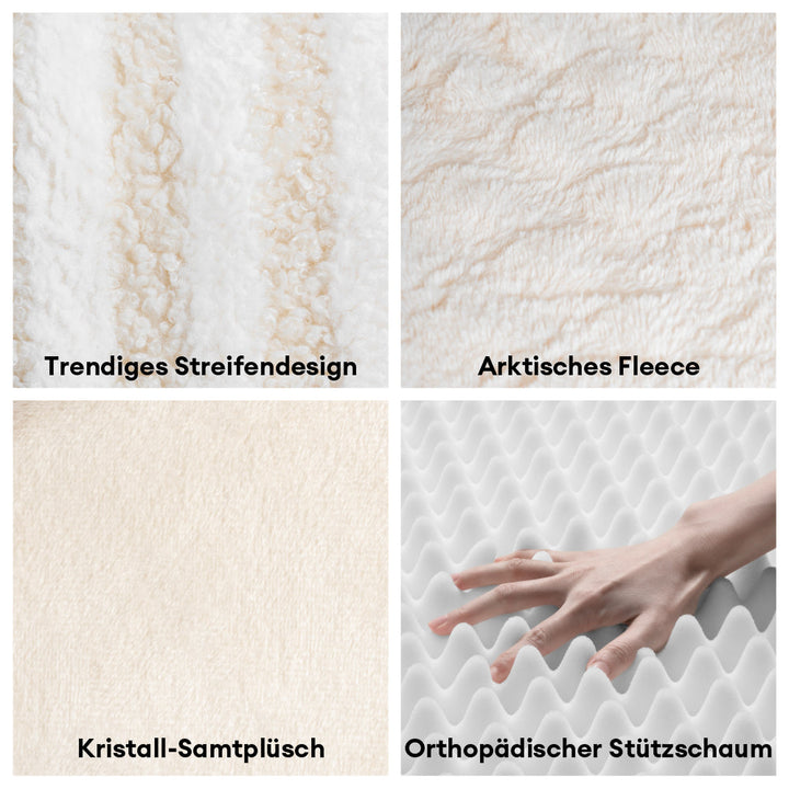 Hundezubehör: Orthopädisches Hundebett in Beige mit Streifen für gesunden Schlaf.