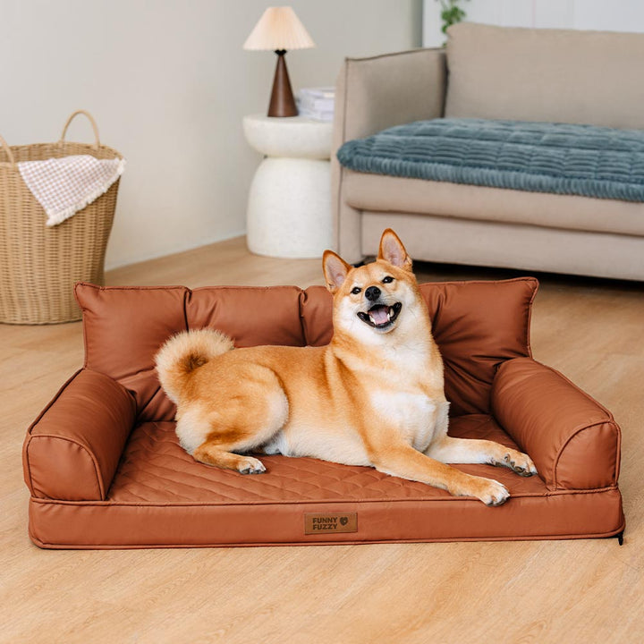 Ästhetisches orthopädisches Kunstleder-Hundebett, faltbar, perfekte Ergänzung für große Hunde.