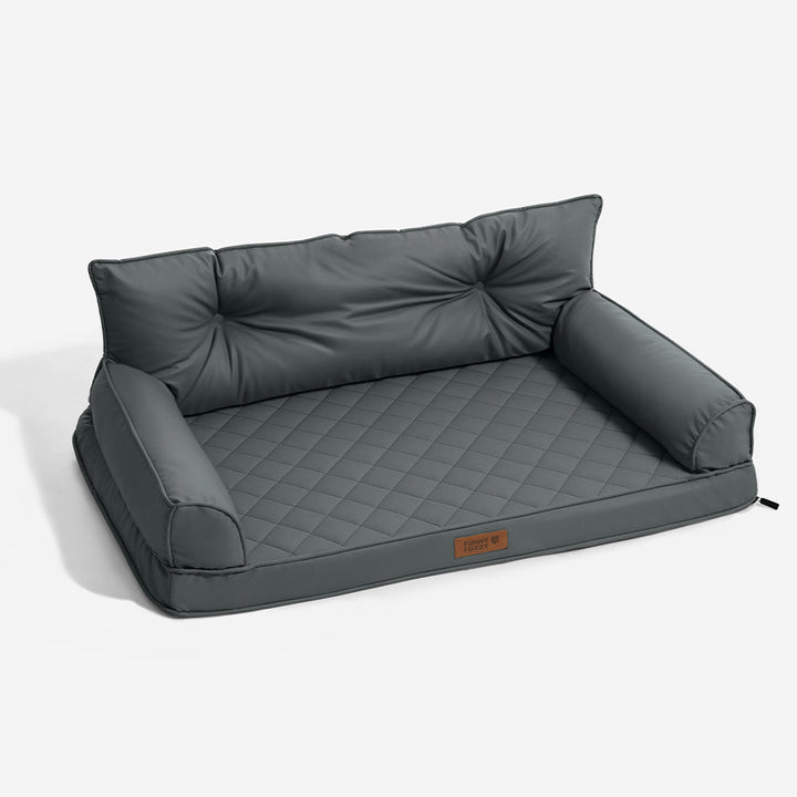 Komfortables orthopädisches Hundebett aus Kunstleder, faltbar, für große Hunde mit Stil.