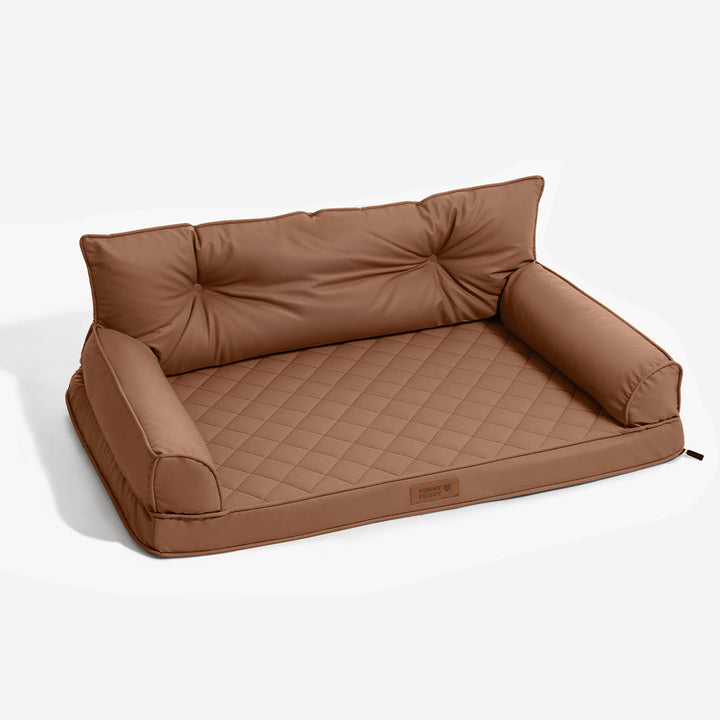 Entlastendes faltbares Kunstleder-Hundebett, orthopädisch, verbessert Schlafqualität großer Hunde.