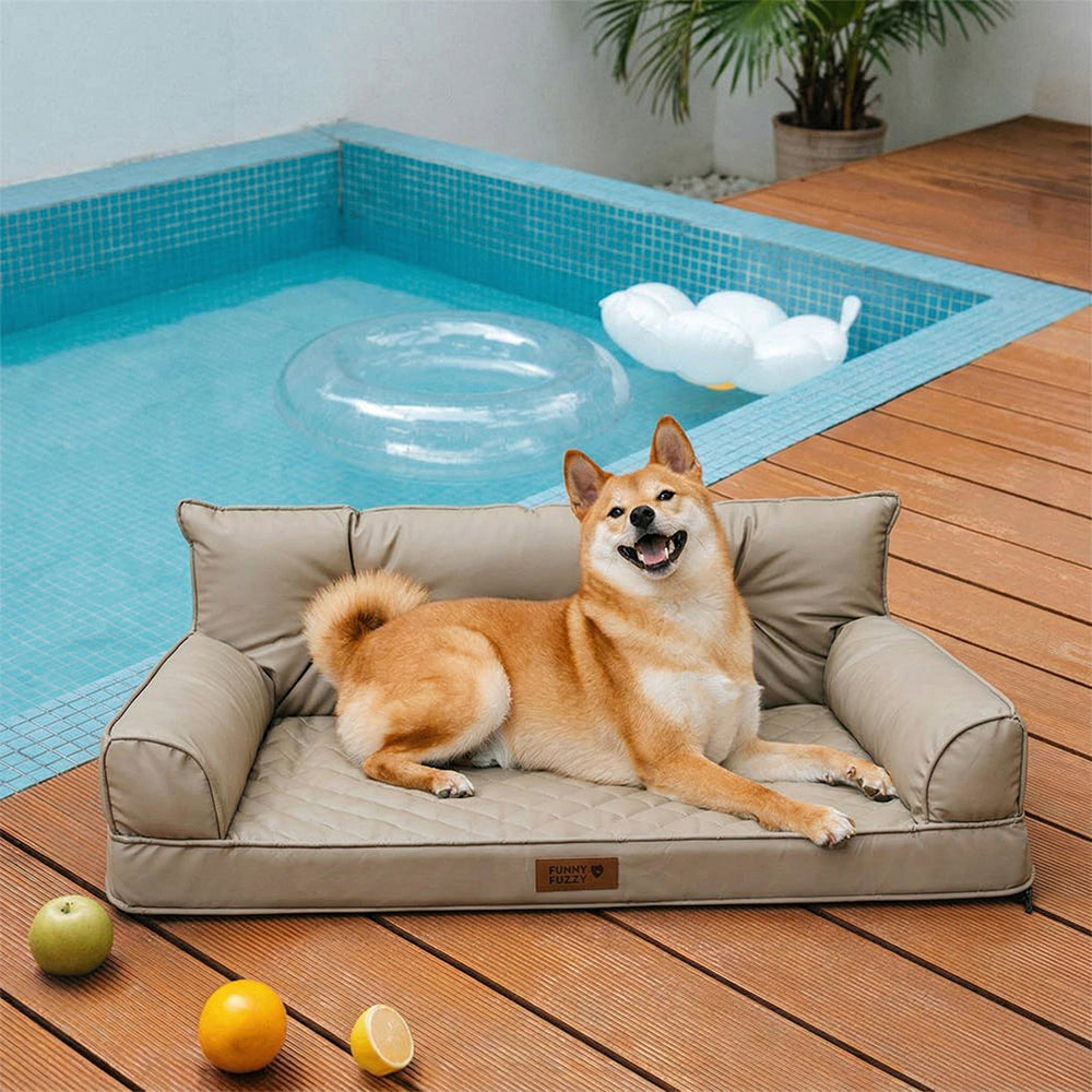 XXL-Hundesofa aus Kunstleder, orthopädisch, faltbar, luxuriöser Schlafplatz für große Hunde.
