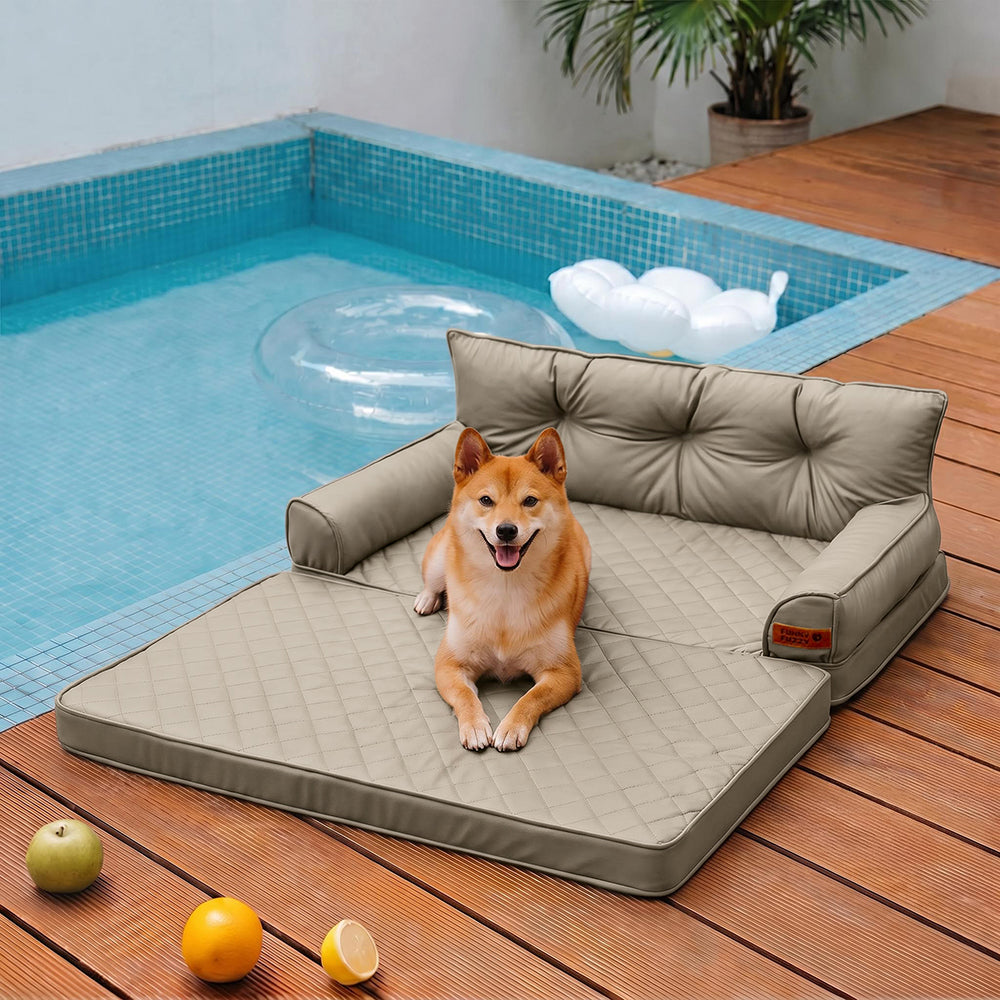 Faltbares Kunstleder-Hundebett, orthopädisch, einfach zu transportieren für große Hunde.