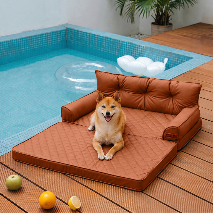 Komfortzone: Faltbares Kunstleder-Hundebett, orthopädisch, der Lieblingsplatz für große Hunde.