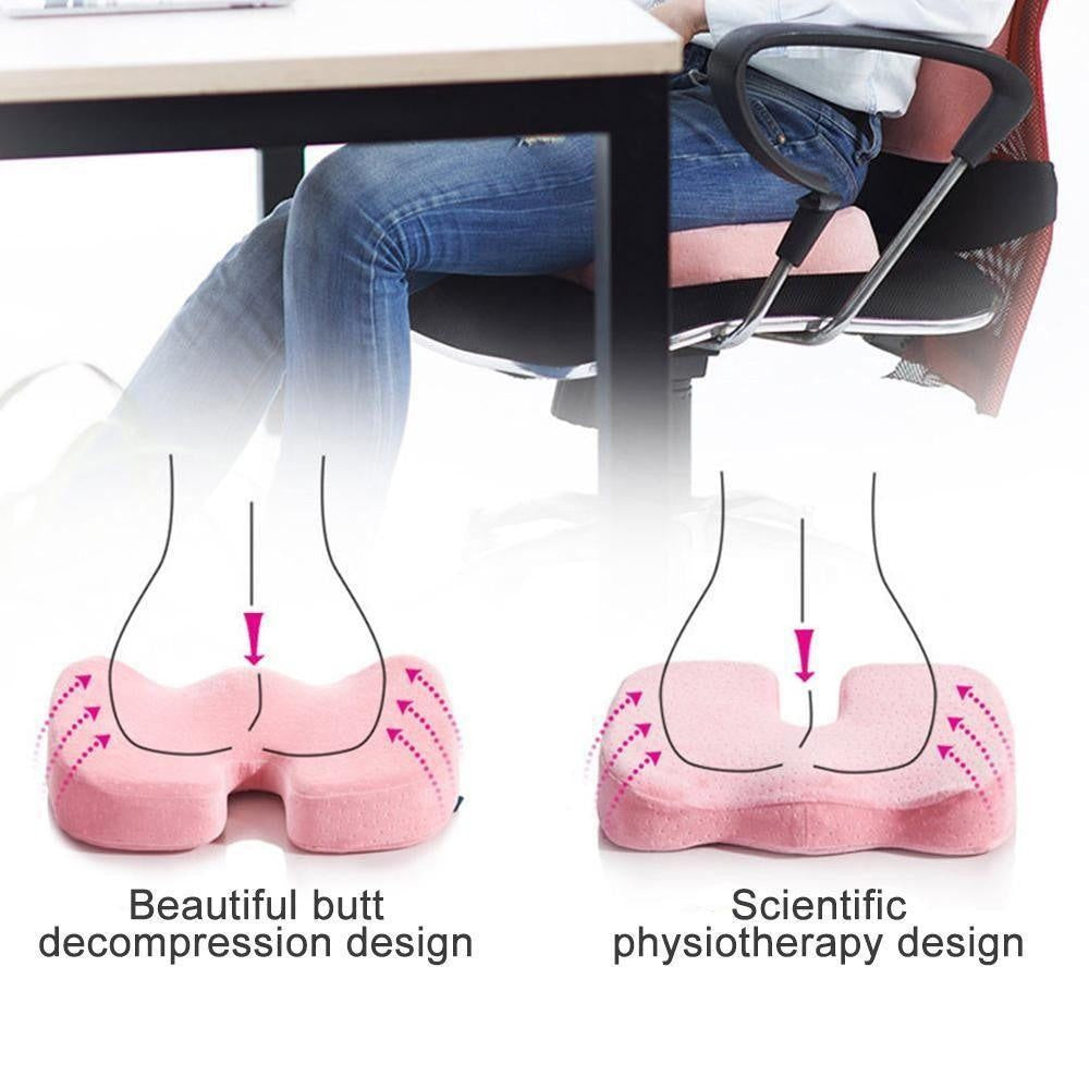 Orthopädisches Sitzkissen für Bürostuhl, aus Memory Foam. Fördert gesunde Haltung, reduziert Rückenschmerzen.