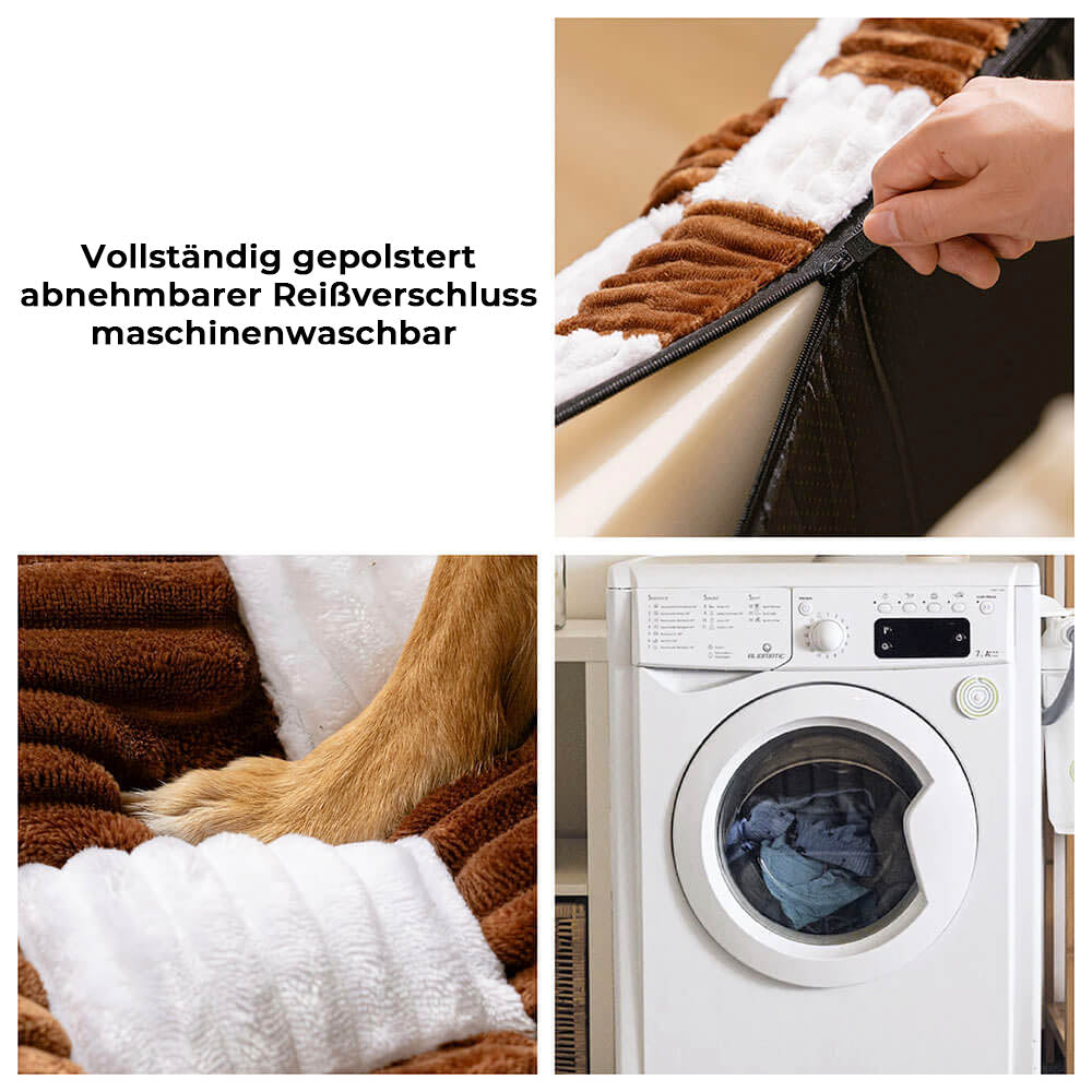 Hochwertiges orthopädisches Plüsch-Hundebett, pflegeleicht, grau, für dauerhaften Komfort und Unterstützung.