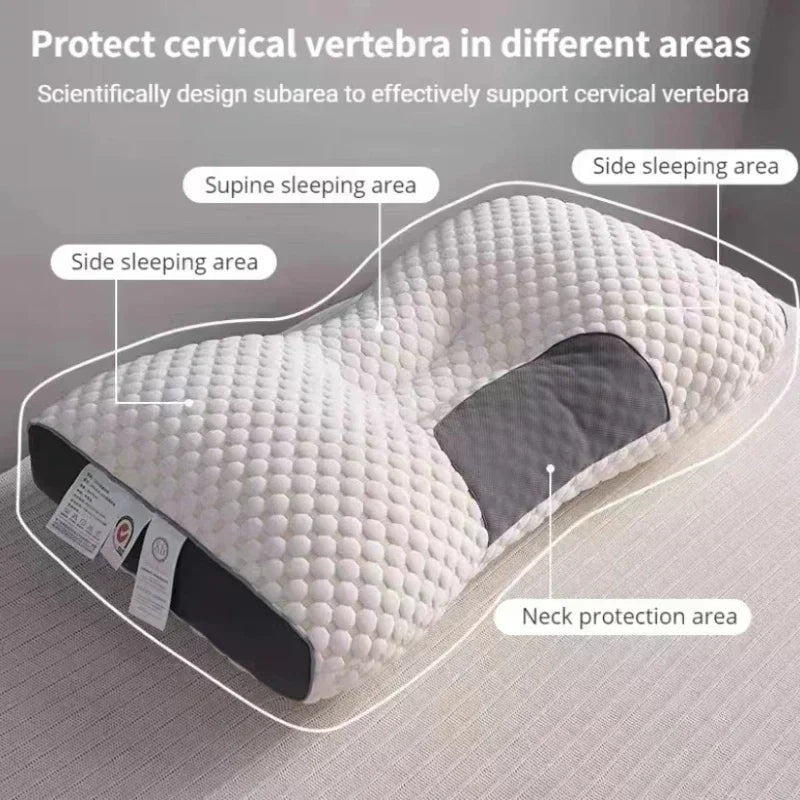 RelaxForm Kopfkissen aus Sojafasern: Orthopädische Nackenstütze & Massage für gesunden, rückenfreundlichen Schlaf.