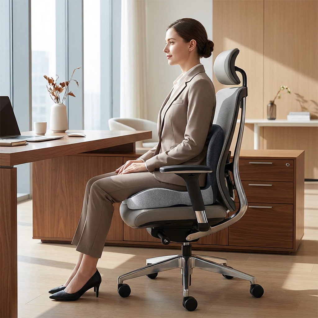 Orthopädisches Sitzkissen Memory-Schaum, ergonomisch, entlastet Steißbein & Rücken, verbessert Haltung & Sitzkomfort.