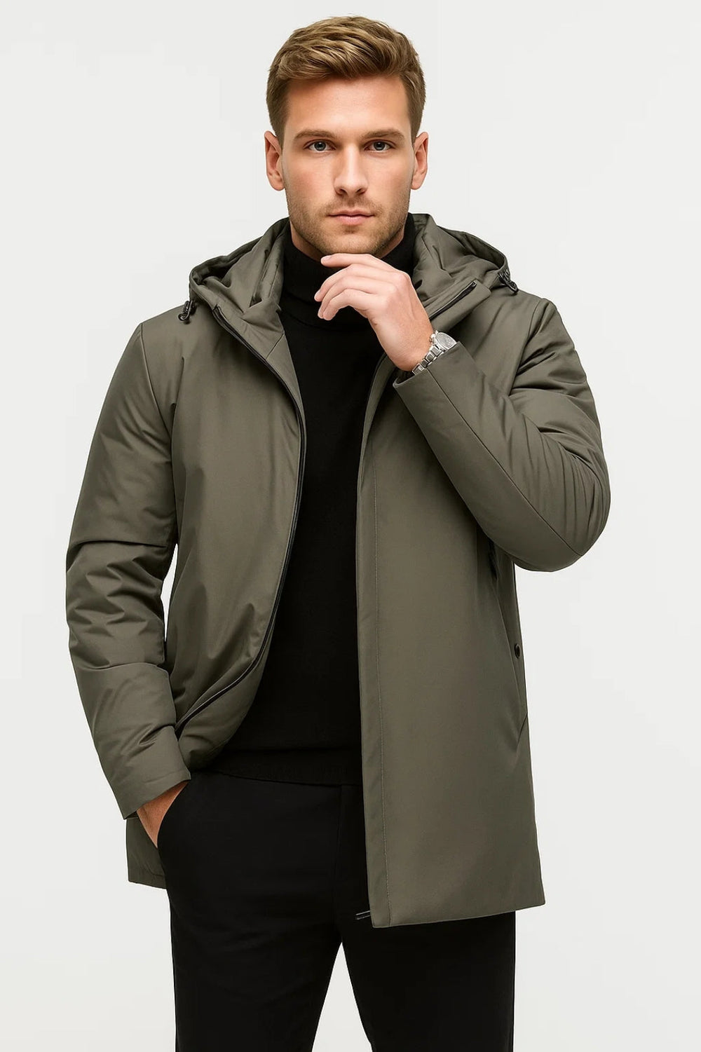 Stilvoller Oscar Herren Parka in Schwarz, wasserabweisend, perfekt für Business Casual und Outdoor.