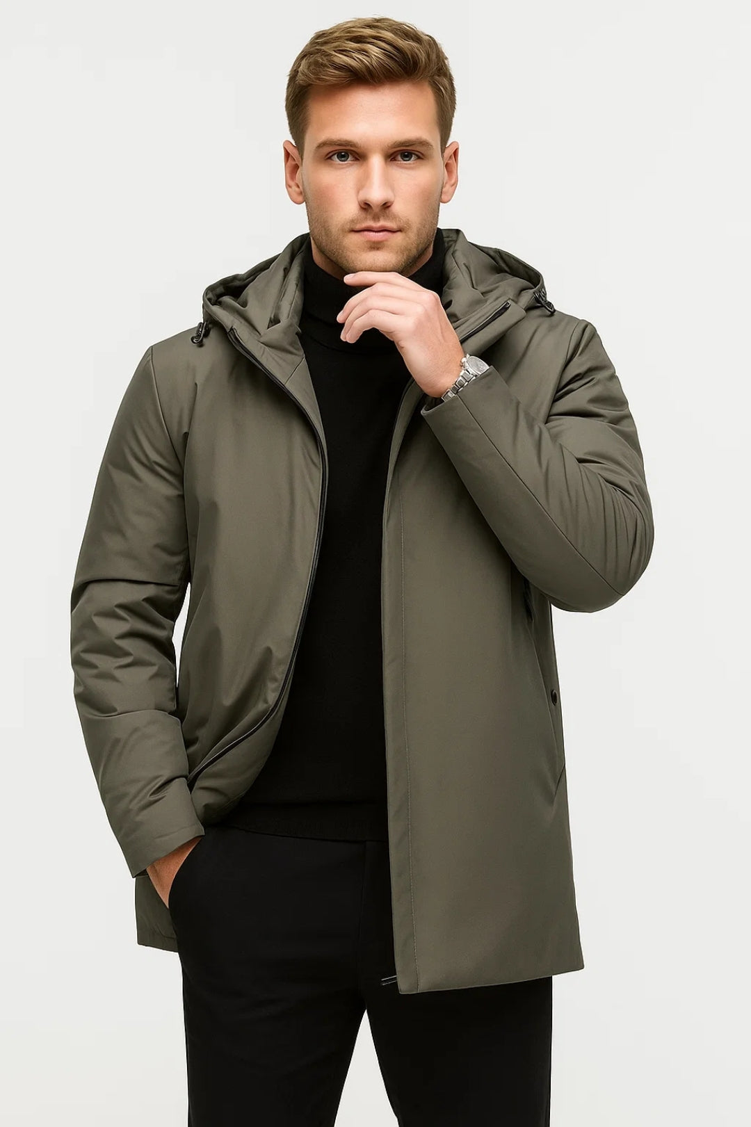 Stilvoller Oscar Herren Parka in Schwarz, wasserabweisend, perfekt für Business Casual und Outdoor.