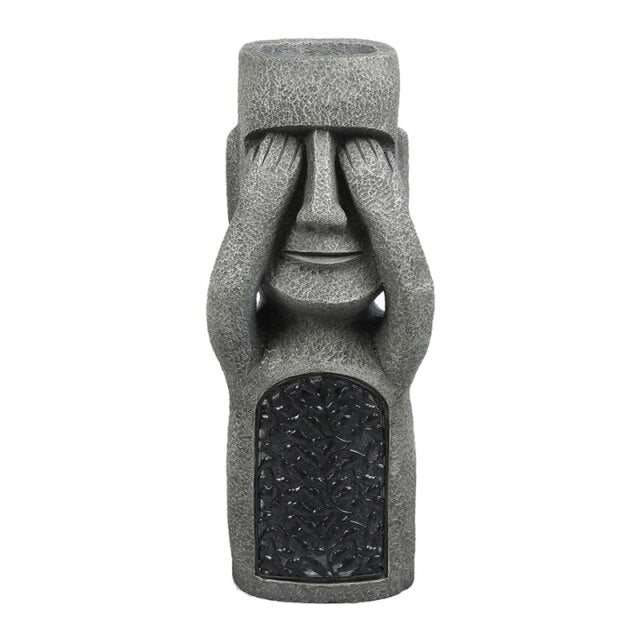 Osterinsel Moai Statue Pflanztopf mit LED, detaillierte Gartendeko für Sukkulenten & Kräuter, Außenbereich geeignet.