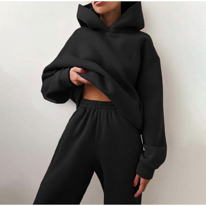 Komfortabler Damen Oversize Jogginganzug, zweiteilig mit Hoodie und High-Waist-Hose. Ideal für entspannte Tage.