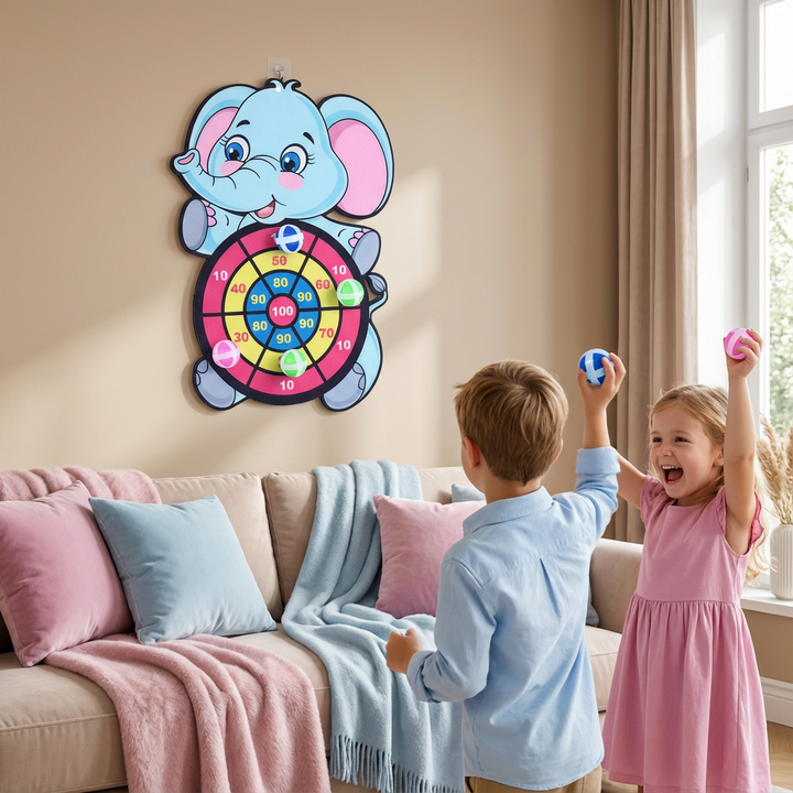 Kinder Dart Wurfspiel Set mit farbigem Zielbrett & weichen Darts. Fördert Geschick & Konzentration, perfekt für drinnen & draußen.
