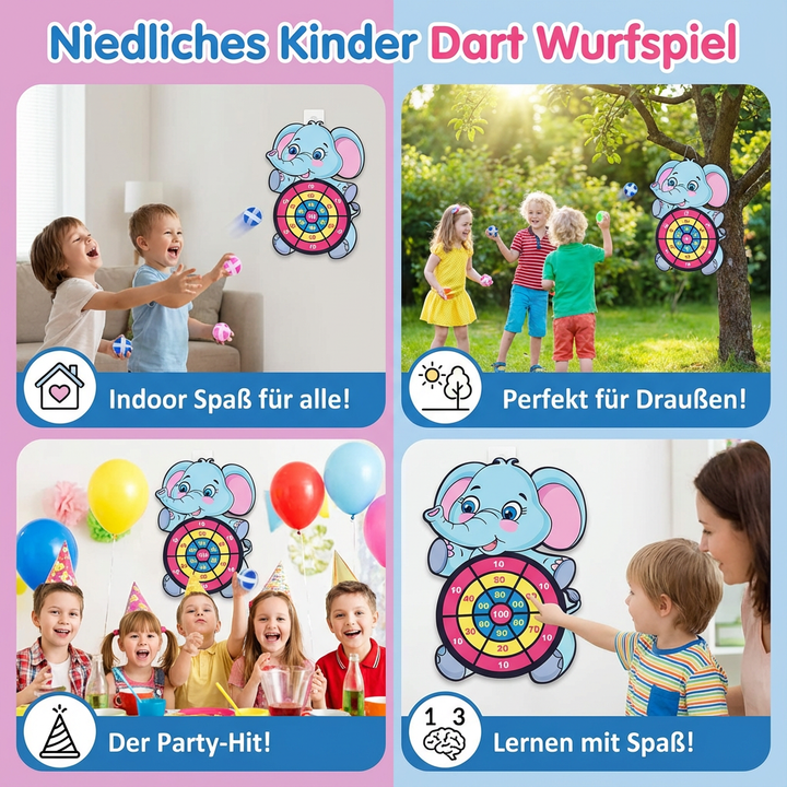 Kinder Dart Wurfspiel fördert spielerisch Motorik, Hand-Augen-Koordination & Konzentration bei Kindern ab 3 Jahren.