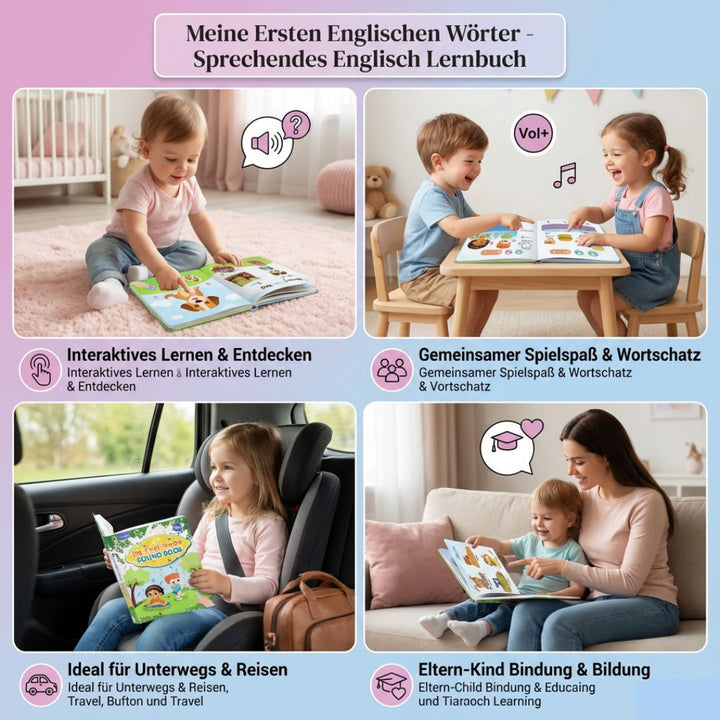 Pädagogisches Englisch Lernbuch für Kinder: spielerisch englische Wörter lernen & Wortschatz erweitern. Ideal für Bildungsspielzeug.