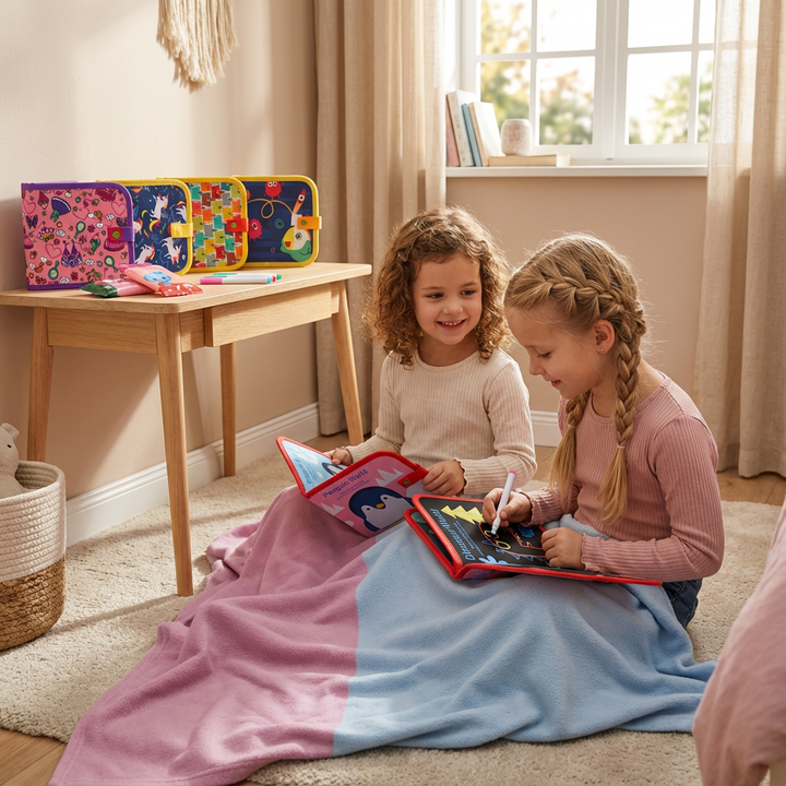 Wiederverwendbares Malbuch für Kinder. Abwischbar für kreativen Malspaß unterwegs. Ideal für Jungen & Mädchen.