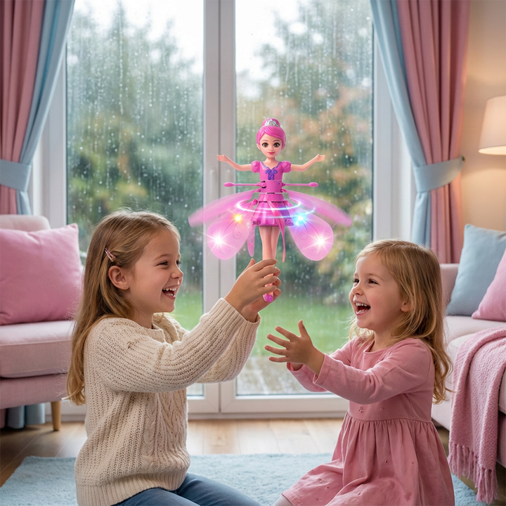 Elektrische Zauberfee mit leuchtenden LED-Lichtern, schwebendes Flugspielzeug für magische Momente.