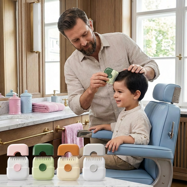 Kinderfreundlicher Haarschneidekamm für sicheres & sanftes Haareschneiden bei Kindern zu Hause.