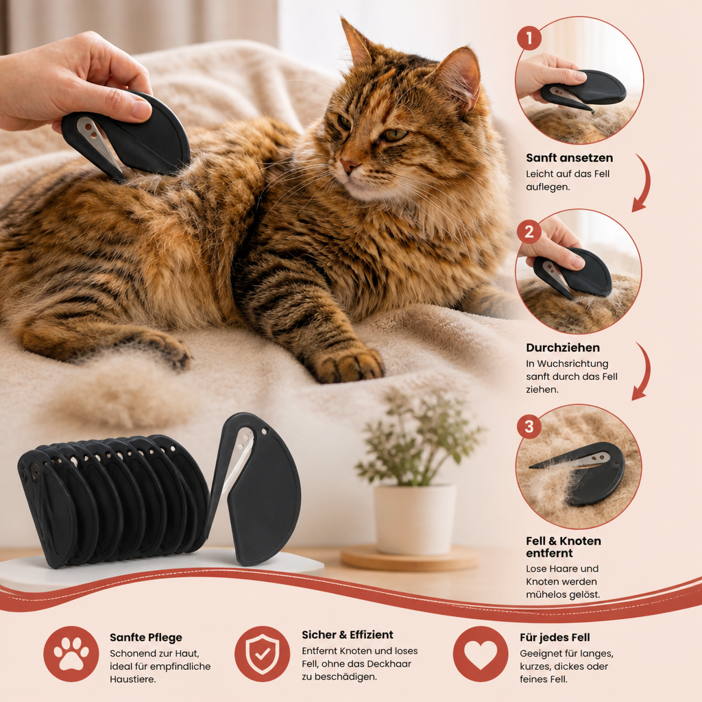 Effektiver Fellentwirrer & Entfilzbürste für Hunde & Katzen. Entfernt Knoten sanft und schmerzlos.