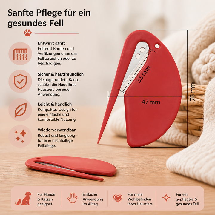 Sanfte Entfilzbürste für Katzen. Reduziert Verfilzungen & Haarausfall, fördert die Katzenpflege und glänzendes Fell.