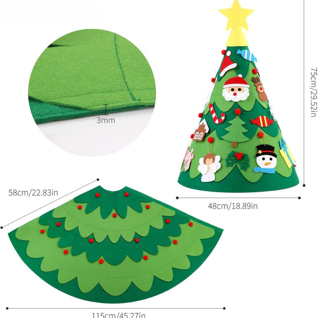 Kreativer Montessori Filz Weihnachtsbaum für Kleinkinder; interaktives Spielzeug zur Schulung der Feinmotorik.