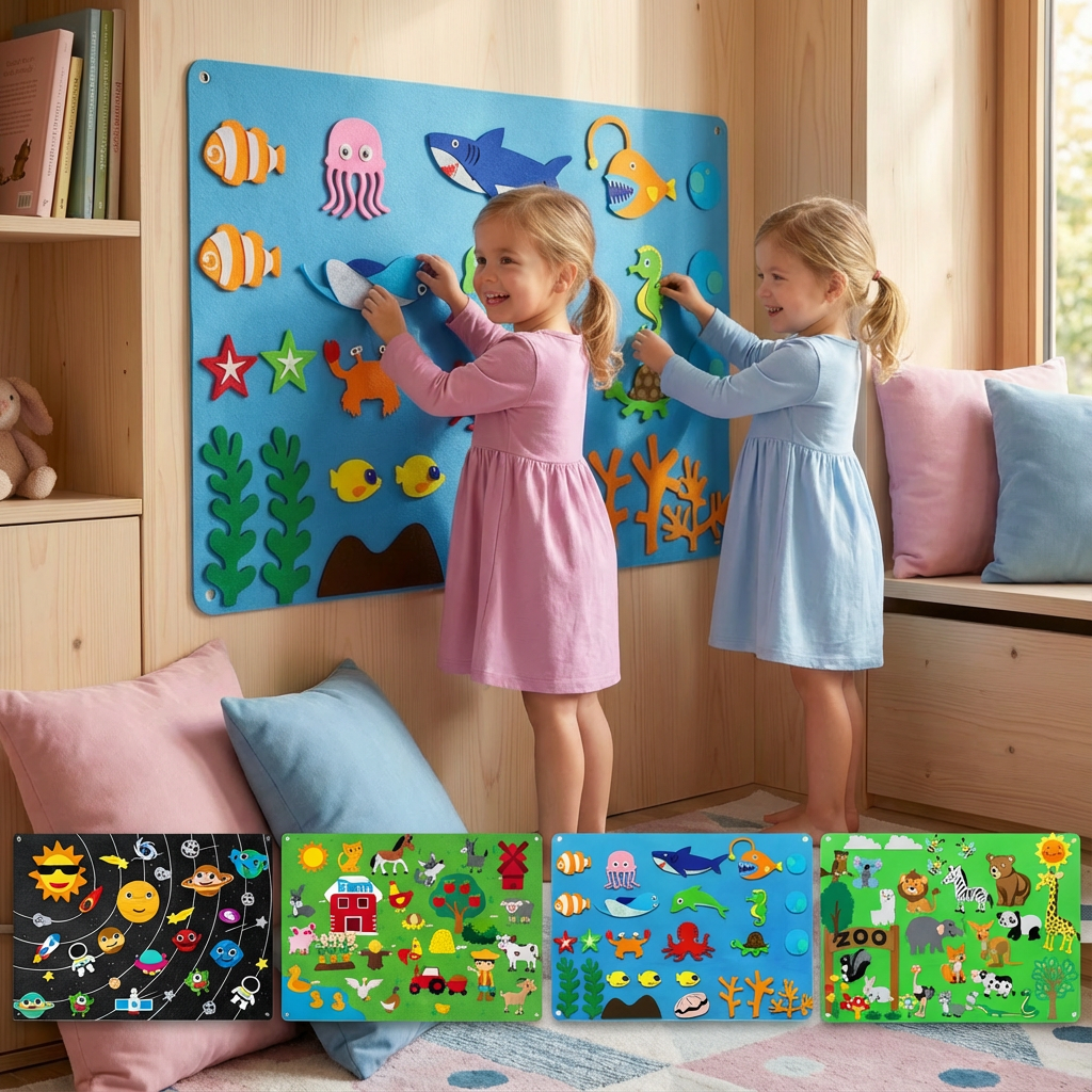 Montessori Filzwelten Set für kreatives Lernen & Fantasie. Feinmotorik Spielzeug für Kinder.
