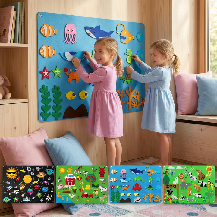 Montessori Filzwelten Set für kreatives Lernen & Fantasie. Feinmotorik Spielzeug für Kinder.