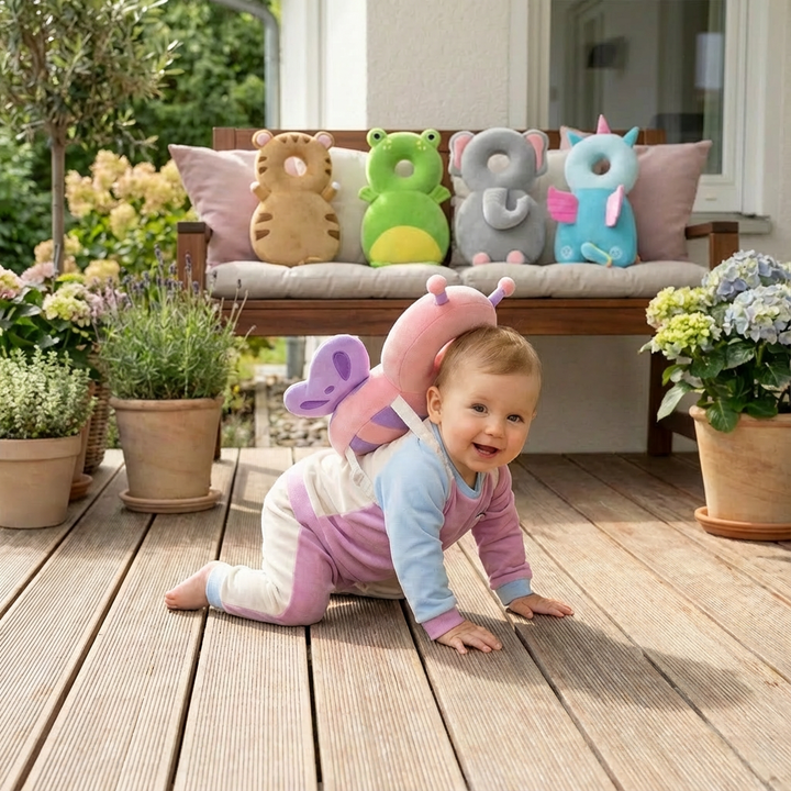 Baby Kopfschutz aus Plüsch, süßer Stoßschutz für sicheres Krabbeln & Laufenlernen kleiner Entdecker.