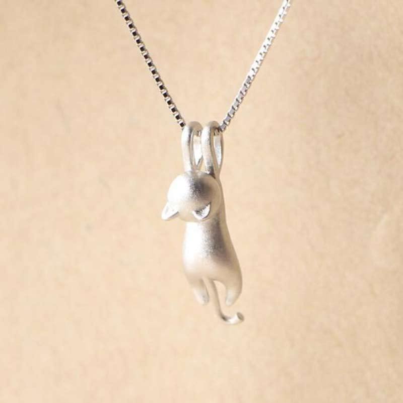 Elegante 925 Silber Halskette für Damen mit Katzenanhänger. Sterling Silber Kette, ideal für Tierliebhaber.