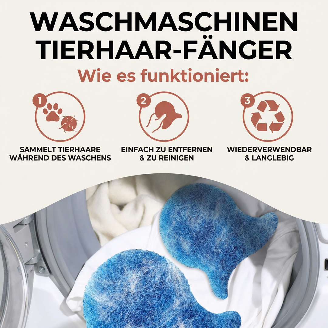 Nahaufnahme des Tierhaarfängers mit spezieller Oberfläche, die Tierhaare & Fusseln aus der Wäsche zieht. Effiziente Reinigung.