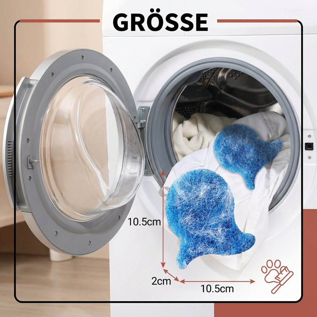 Set aus Tierhaarfängern, die effektiv Tierhaare in der Waschmaschine fangen. Für hygienisch saubere Wäsche. Unverzichtbar für Haustiere.
