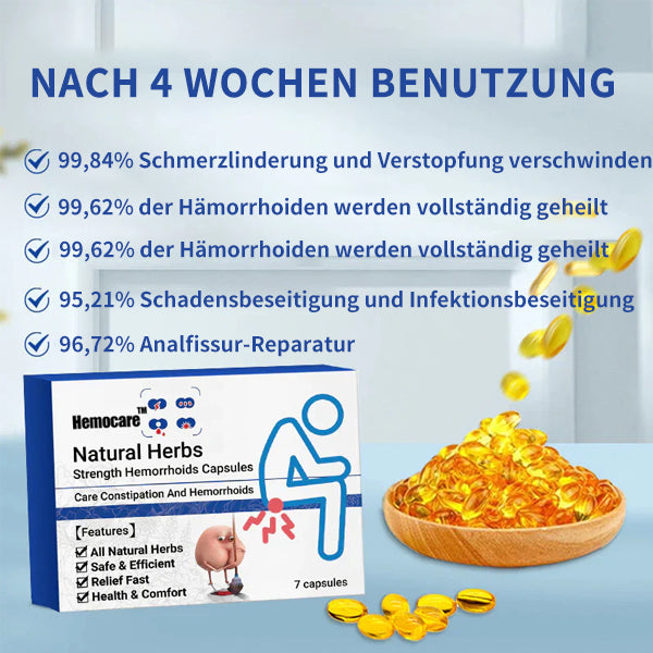 Pflanzliche Hämorrhoiden Kapseln zur täglichen natürlichen Unterstützung und Linderung der Beschwerden.