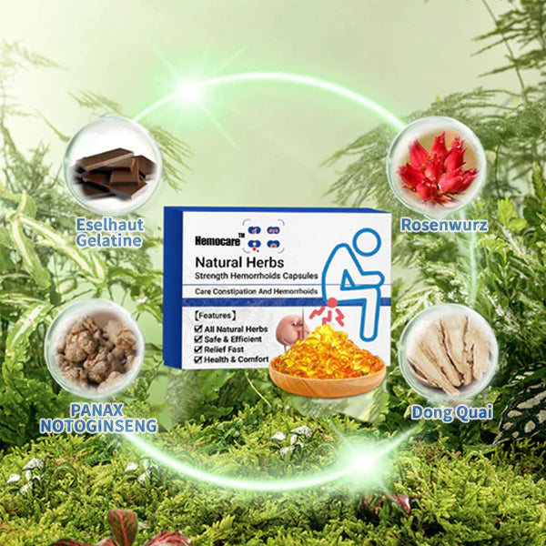 Tägliche pflanzliche Hämorrhoiden Kapseln für natürliche Unterstützung, Linderung & besseres Wohlbefinden.