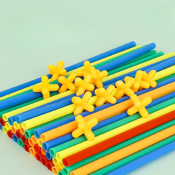 Entwicklungsspielzeug für Vorschulkinder: Farbenfrohes Stangenbauset zur Förderung von Kreativität & Feinmotorik.