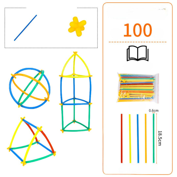 Kinder-Lernspielzeug: DIY Stangenbauset für kreative Konstruktionen. Verbessert die Motorik & Problemlösung.
