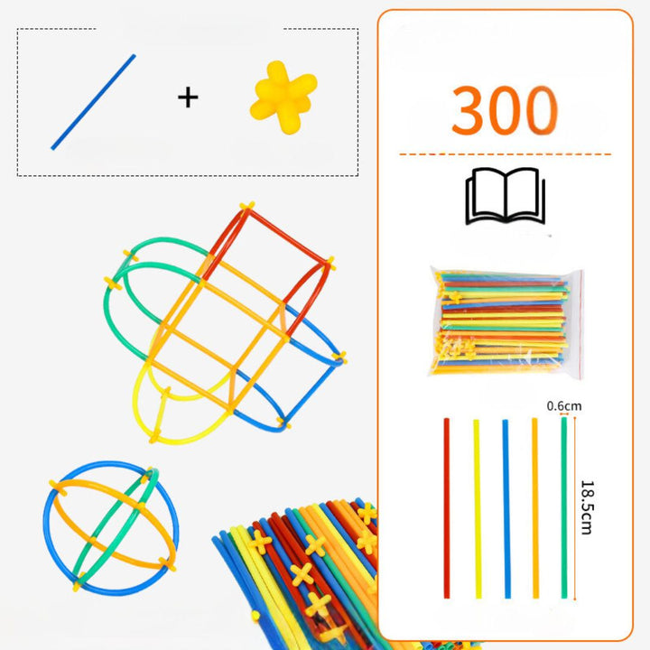 Vielseitiges Stangenbauset für Kinder. Baut eigene Spielhäuser & Gebilde. Ideal für Vorschule, drinnen & draußen.