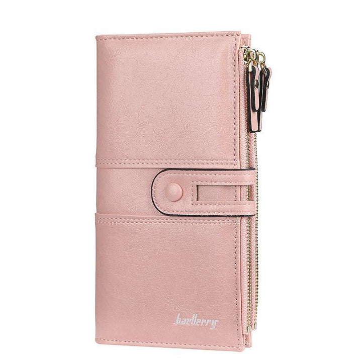Elegante Damen Geldbörse, doppelter Reißverschluss, großes Format, ideal für den Alltag.