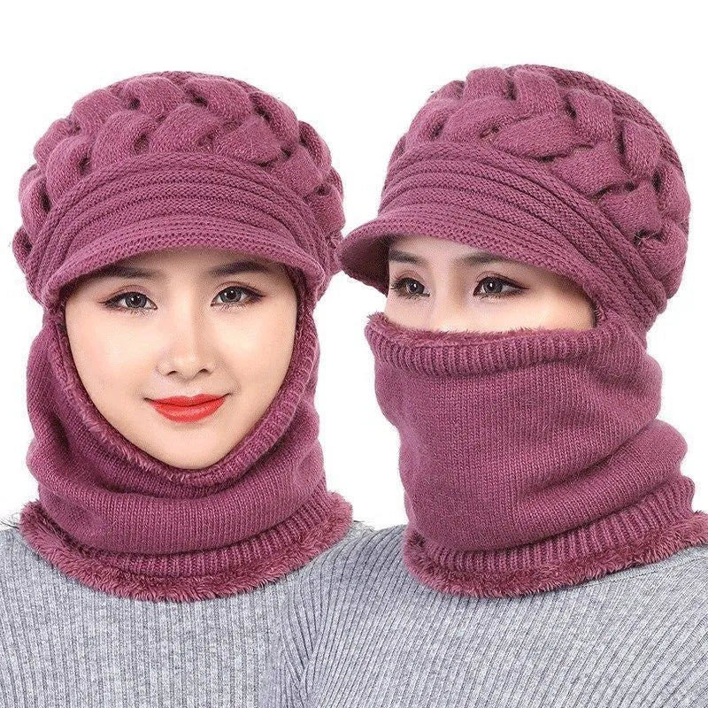 Komfortables Winterset: Warme Strickmütze & dicker Schal für maximale Gemütlichkeit. Unverzichtbares Winteraccessoire.