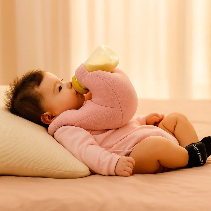 Stillhilfe für Babys: Freihändiges Design des Stillkissens fördert eine gute Haltung und reduziert Belastung.