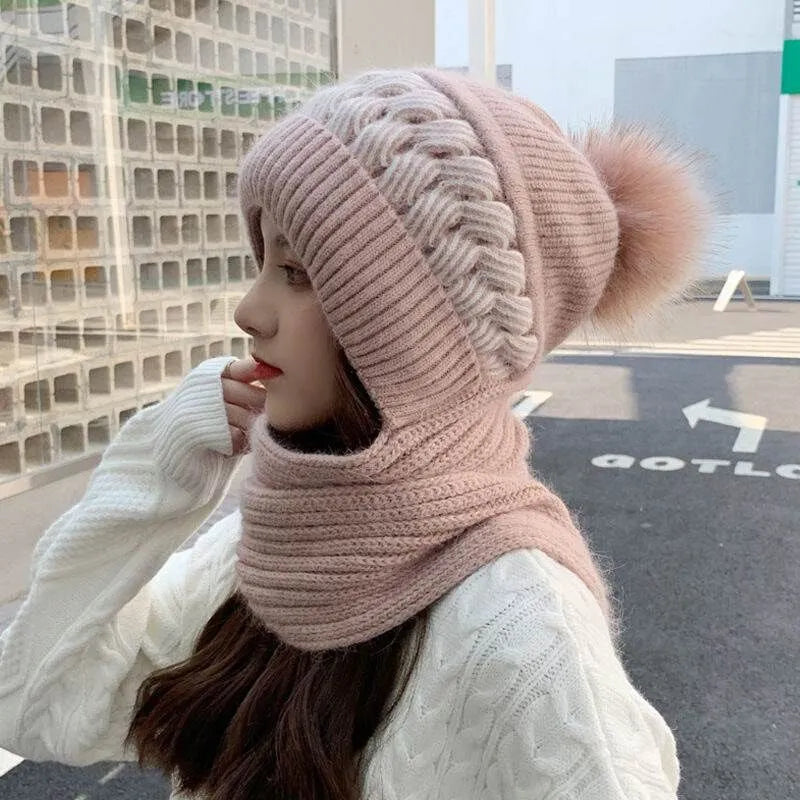 Stilvolles Damen Winter Beanie- und Schal-Set, weich und wärmend. Perfekt für die Wintermode 2025.