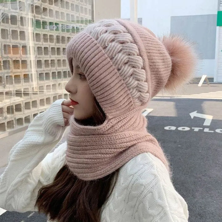 Stilvolles Damen Winter Beanie- und Schal-Set, weich und wärmend. Perfekt für die Wintermode 2025.