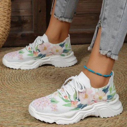 Stylische Damen Orthopädie Sneaker, schnürlos mit Fußgewölbestütze und breiter Zehenbox.