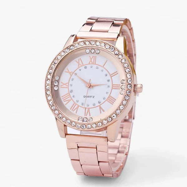 Luxuriöse Damenuhr mit Diamanten-Zifferblatt, Stahlarmband. Vielseitiges Geschenk für Frauen, betont Stil & Eleganz.