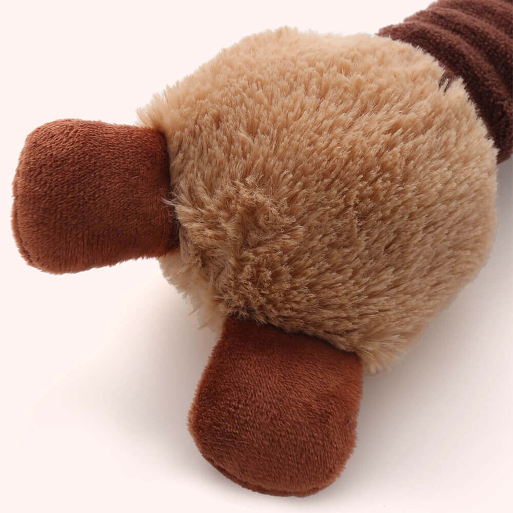 Ente-Hundespielzeug aus weichem Plüsch. Quietschendes Spielzeug mit langem Hals für Hunde.