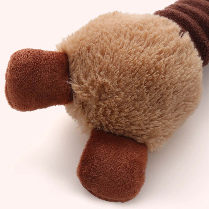 Ente-Hundespielzeug aus weichem Plüsch. Quietschendes Spielzeug mit langem Hals für Hunde.