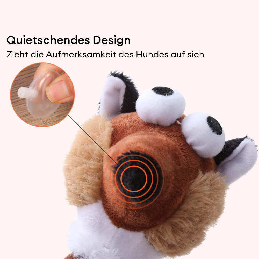 Langlebiges Quietsch-Hundespielzeug aus Plüsch. Tierform mit langem Hals für ausgiebigen Spielspaß.